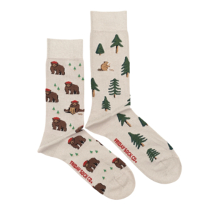 Mismatched Socks - Bear in Hat and Trees