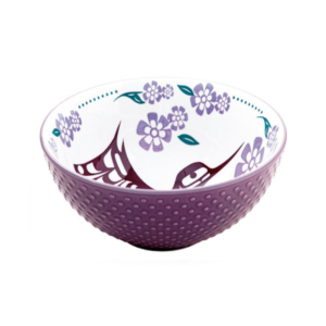 Porcelain Art Bowl Medium Hummingbird Purple