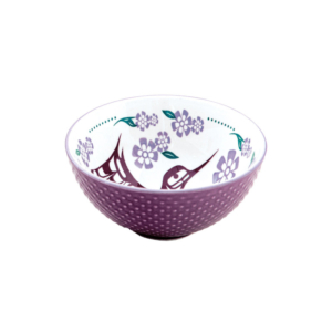 Porcelain Art Bowl Small Hummingbird Purple